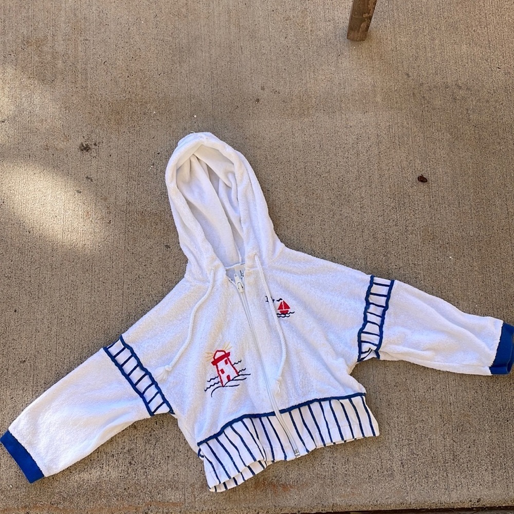 Vintage Baby Dior Terry cloth sailor Beach/Pool hoodie